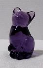 VINTAGE FENTON 95TH ANNIVERSARY INDIGO PURPLE SITTING CAT FIGURE-W/LABEL-PERFECT
