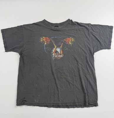 Vintage Harley-Davidson Shirt Mens 2XL Black Ray Price Eagle Graphic Tee USA