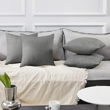 Soft Cushion Covers Pillow Covers Faux Linen Pillow 18" x 18" Pack of 4 Grey