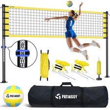 Professional Volleyball Net Set Heavy Duty Portable with Poles Ball Pump Outdoor