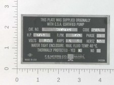 Vintage F E Myers Csa Certified Pump Plate Advertising Sticker Decal