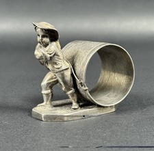 Antique Silver Plate Figural Child Boy Carrying Napkin Ring Holder