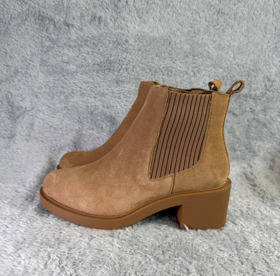 Andre Assous Gemma Mujer Botín Tacón Bloque Marrón Gamuza Calcetín Talla 9.5 Foto 2 de 4