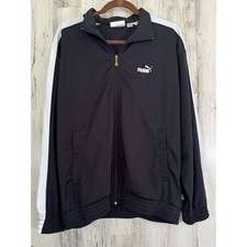 Puma Mens Track Jacket Black White Size Medium Zip Up