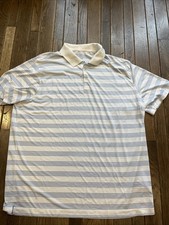 Nike Tour Performance Dri Fit Golf Shirt 3XL White W/ Blue Stripes