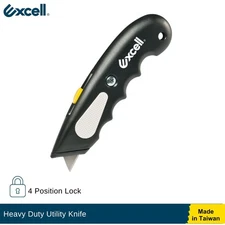 Excell Heavy Duty Utility Knife - Retractable, for Boxes & Carpets, Lock Design