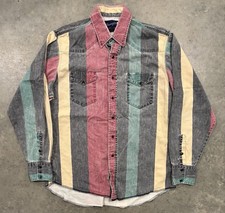 VTG 90  s Wrangler BrushPopper Pearl Snap X-Long Tails Cotton Shirt 16.5/36 XL