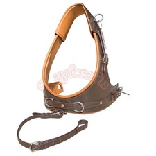 Full Grain Leather French Brollar Collar Driving Harness Brown Tan With Traces