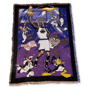 【VINTAGE】ラグ マット SPACE JAM ルーニーテューンズ MJ Vintage 1996 Original Space Jam Blanket Throw Michael Jordan