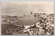Vintage Real Photo Postcard Kewaunee Wisconsin Aerial View Harbor Scene RPPC