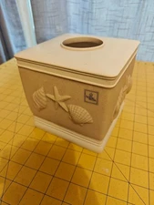 Tissue Box Cover Sand and Sea Seashells Home Wear Nautical Beach Theme
