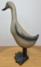 Vntg Large Duck Goose Figurine Decor Wood Look Farmhouse Chic Country Cottage