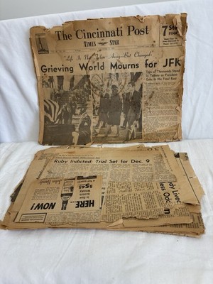 John Kennedy Assassination Newspaper Cincinnati Post Times Star And Clippings