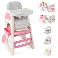 Convertible Baby Tall Chair 2-Tier Food Tray Feeding Chair for 18 Month Olds