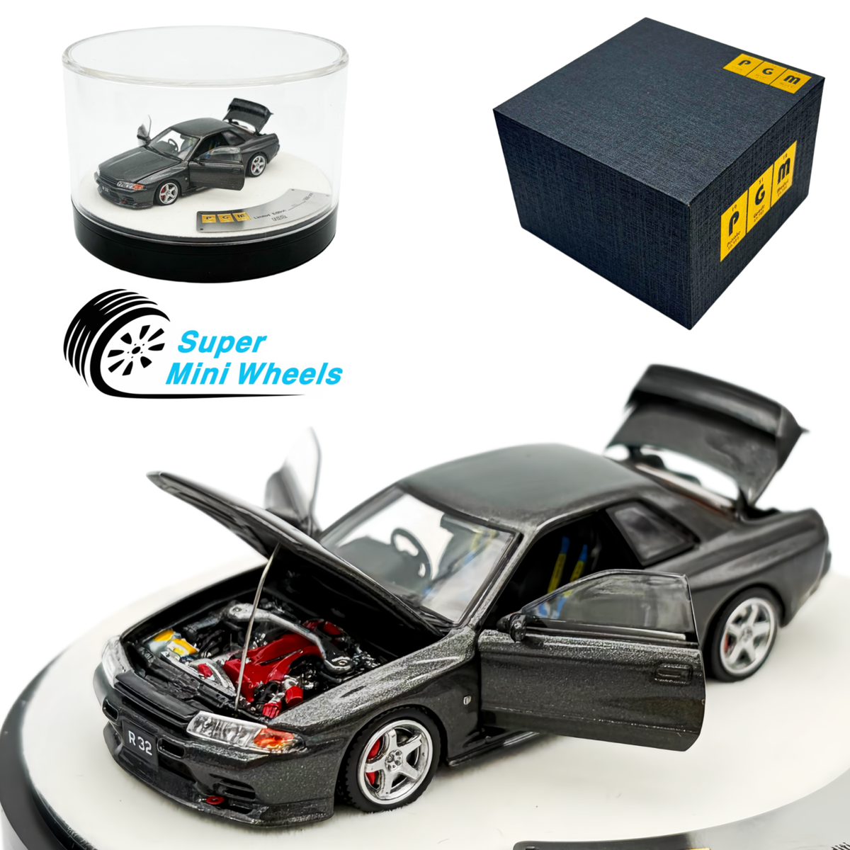 1/64 PGM 日産　NISSAN GTR R32 フル開閉　グレー PGM 1:64 Nissan GTR R32 Gray - Diecast Model | eBay