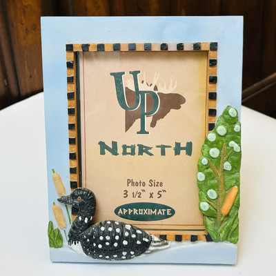 VTG Up North Picture Frame 3d Duck Pond Cattails Lodge Cabin 5x7 For 3.5x5 Photo