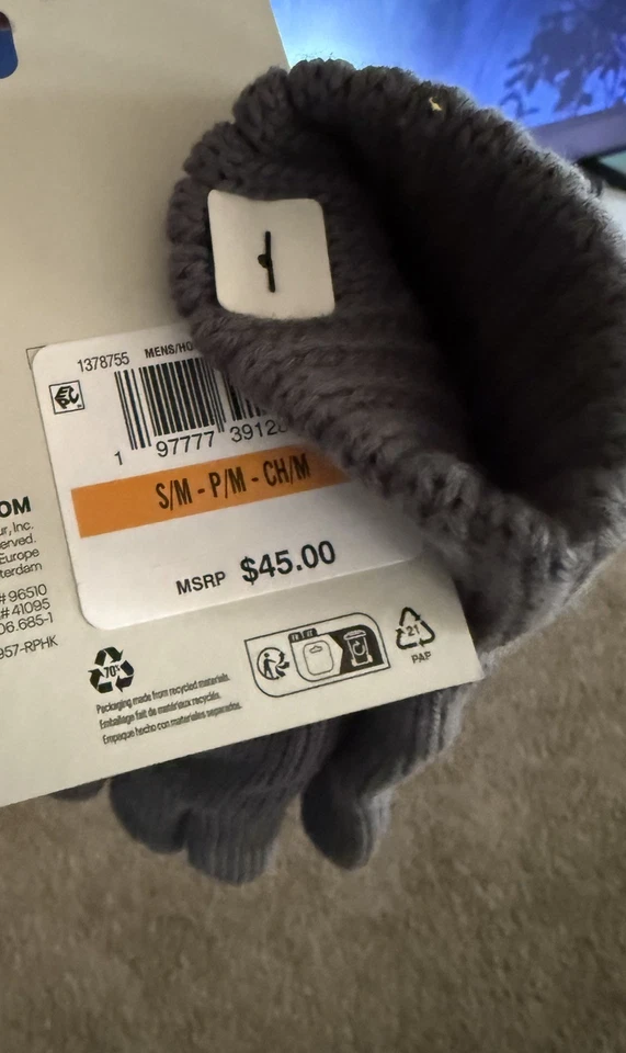 Under Armour Men's Halftime Gloves Touch screen warm Small Mitten Grey Knit - Image 3 of 4