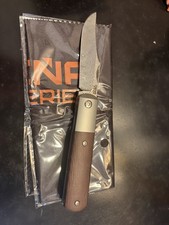 Pena X Series Front Flipper Barlow #1 - Brown Micarta - Clip Point Damasteel