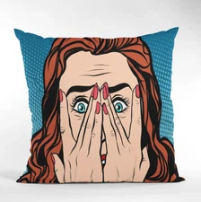 Pop Art Girl Throw Pillow Cover, Modern Cushion Cover, Colorful Home Decor 16x16