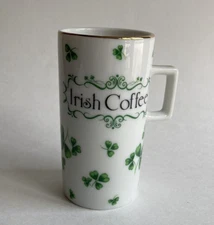 VTG LEFTON CHINA Irish Coffe Cup #02683 Clover Hand Painted 4" x 2"