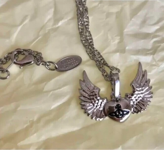 Vivienne Westwood Necklace pendant wings Silver Orb heart Outlet