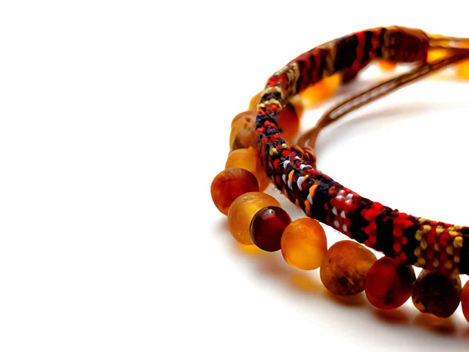 Bernsteinarmband 100% Natur Bernstein 2er Set Surfer-Armband Herren Damen 00250 - Bild 3 von 4