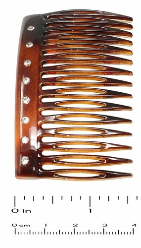 Parcelona French Crystals Shell Small 2 ¾” Celluloid Set of 2 Side Hair Combs - Picture 6 of 8
