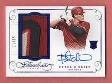 PETER O'BRIEN 2016 FLAWLESS AUTOGRAPH 4 COLOR PATCH AUTO ROOKIE RC # / 15 DBACKS