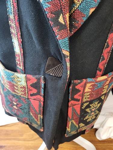 Silverado New Mexico USA Southwestern Black Wool Blazer Jacket Size L - Picture 2 of 7