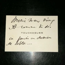 LAS BUSINESS CARD AUTOGRAPH SIGNED ARTIST PAINTER LOUIS TOUCHAGUES CIRCA 1930