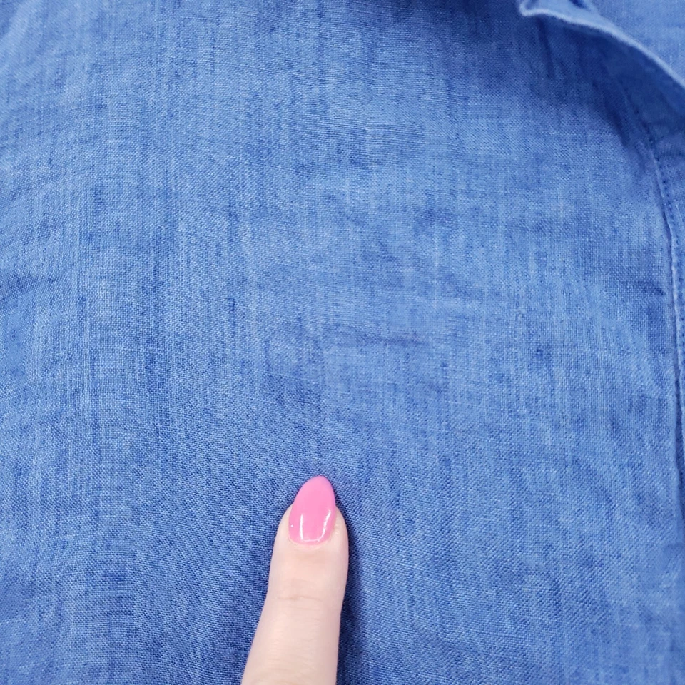 Camisa J Mclaughlin Abotonada Para Hombres XL Extra Grande Azul Manga Larga Lino Cuello Foto 3 de 4