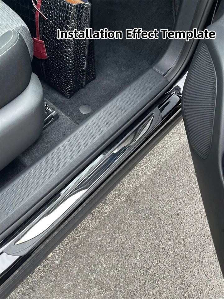 Protector de peldaños de panel de cubierta de umbral de puerta negro 4 piezas para accesorios Ford F-150 Foto 2 de 4