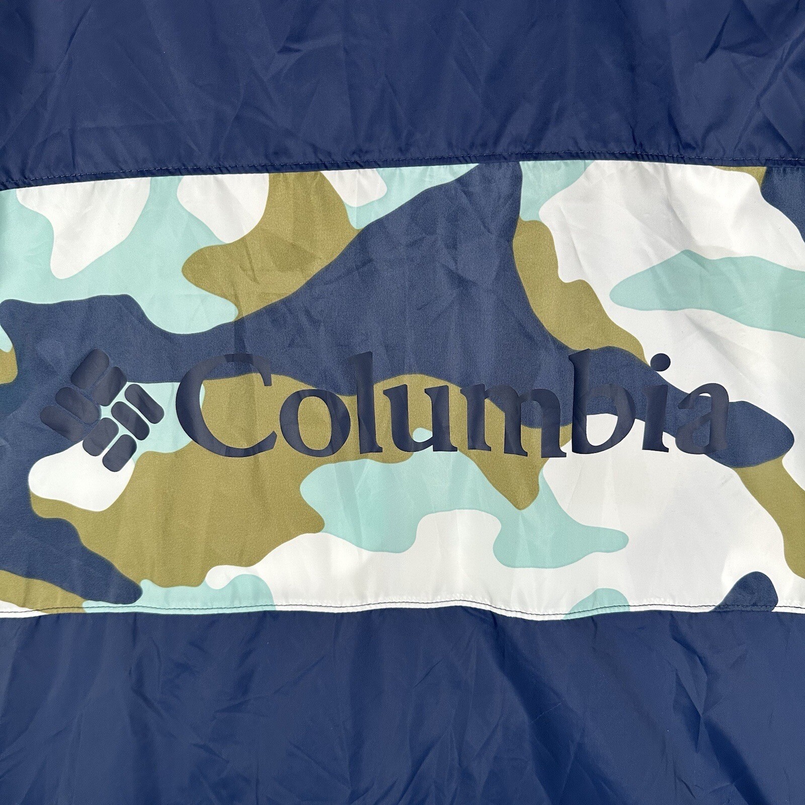 Columbia Rain Jacket Mens XL Blue Duck Camo Glennaker Lake Full Zip Hooded Light
