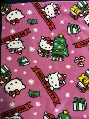 HELLO KITTY Pink Christmas Fleece Fabric 2 Yards Uncut 60 Inches Wide - Picture 1 of 1
