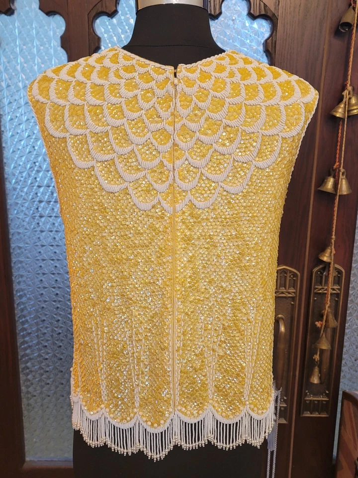 Vintage Sammy Wong Hand-Beaded Lamb's Wool, Silk Lined Sleeveless Sweater - Image 4 of 4