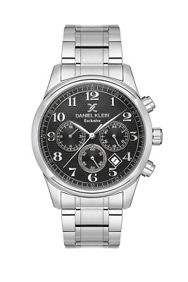 Daniel Klein Exclusive Men Black Dial/Silver Watch
