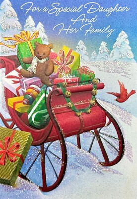 Loving Vintage MERRY CHRISTMAS Card FOR DAUGHTER & HER FAMILY by Ambassador + 