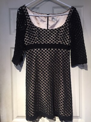 Milly Black Lace Nude Shift Dress Size 2 | eBay