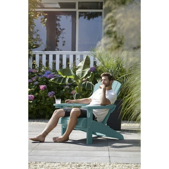 Teal Blue Adirondack Chair Resin Outdoor Furniture Waterproof
