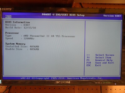 M4A88T-V EVO/USB3 Motherboard With AMD Phenom II X4 955 CPU and 4 Gb AM3