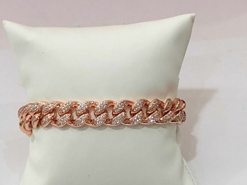 Exclusive men's Cuban diamonds bracelet 18 kt pink gold 650 diamnds f/color vs - Imagen 2 de 7