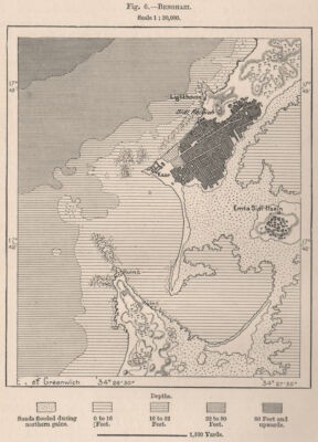 Bengasi. Libyen. Tripolitana 1885 alte antike Vintage Karte Plan Chart