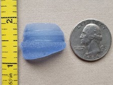 GENUINE BEACH SEA GLASS SURF TUMBLED CORNFLOWER LIGHT BLUE NECK LIP PENDANT E1