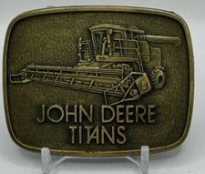 JOHN DEERE 1980 Antique Brass Titans Combines Belt Buckle 