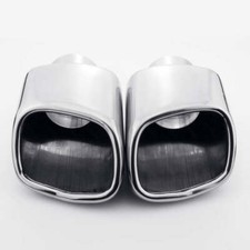 Stainless Steel Exhaust Tips 2.25 Inlet Dual Square Out 7 Long Slant Cut Pair