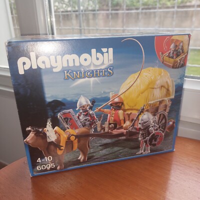 Playmobil 6005 Chevalier Aigle + Charette | Jeu De Construction Médiéval Avec Bœuf Personnages Et Accessoires