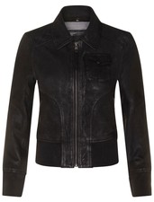 Ladies Black Leather Bomber Jacket Genuine Leather Ma-1 Varsity Retro Jacket