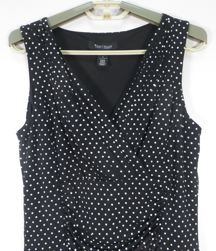 WHITE HOUSE BLACK MARKET Women Heavy Polyester Tank Top Black White Polka Dot S - Picture 2 of 13