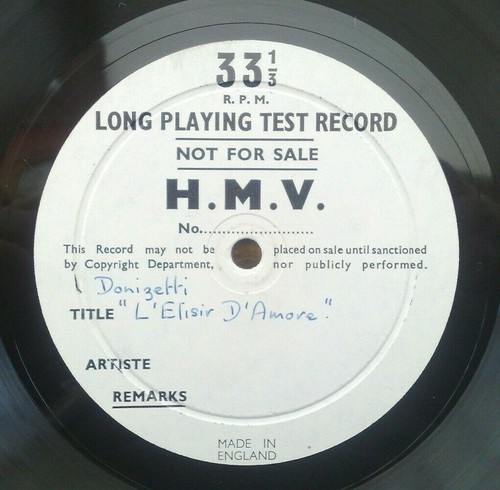 " DONIZETTI - L'ELISIR D'AMORE " RARE SUPER 1 SIDE TEST PRESS UK LP ALP 1067 ?