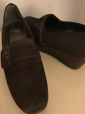 Stuart Weitzman women brown suede loafer wedge shoes US size 8 Euro 39 |  eBay